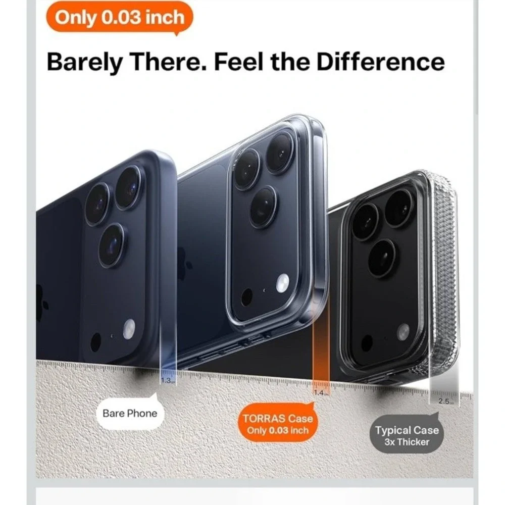 NEW -   TORRAS Slim Fit for iPhone 17 Pro Case ‎  Anti Yellowing Clear